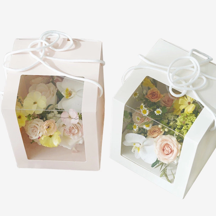 FB004 Wholesale Art Paper Decoration Rectangle Flower Gift Box With Flowers